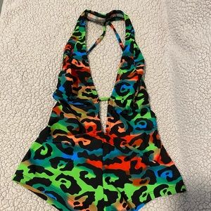 Multicolor Animal-Print one piece short